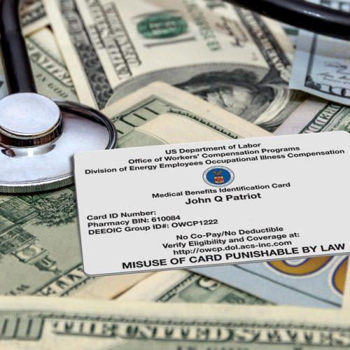 stethoscope and money medical card