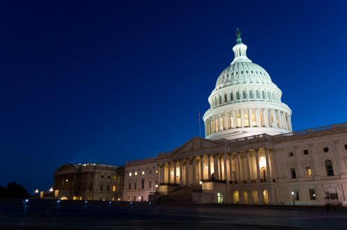 u.s. capitol at night