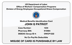 New White Medical Benefits Card Example.