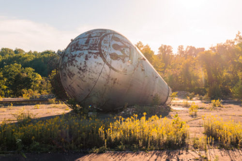 photo of the Westinghouse atom smasher in a field