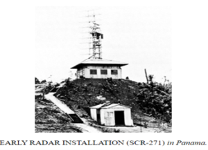 "early radar installation in panama" black and white image of a radar tower