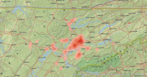 heat map of Knoxville Tennessee region