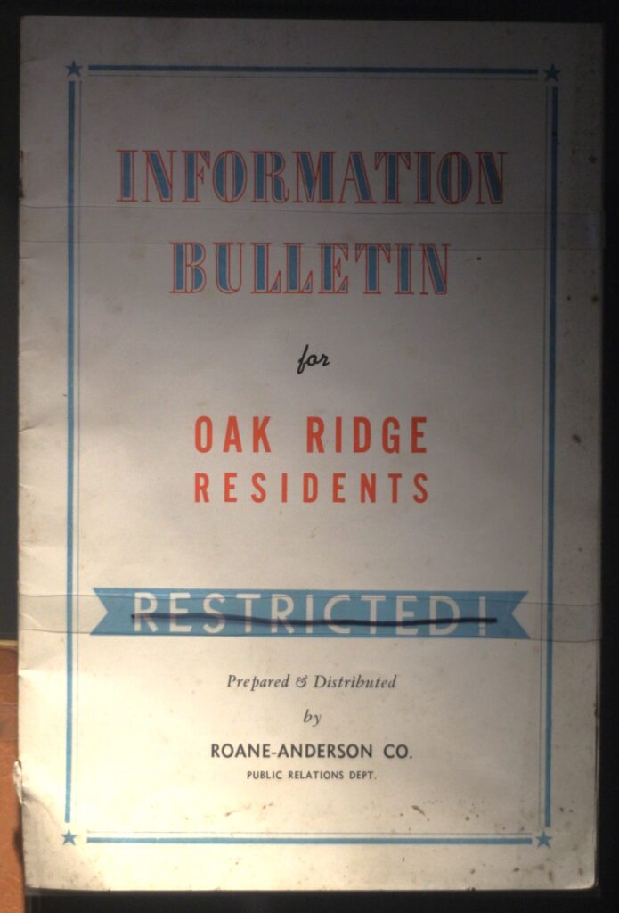sign that reads "Information Bulletin for Oak Ridge Residents"