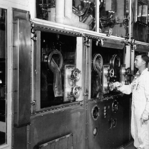 man operating a nuclear reactor